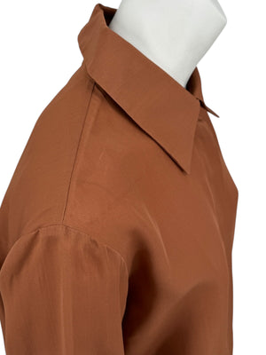 Derek Lam Rust Silk Long Shirt – Size 6 US / 42 IT / 38 FR