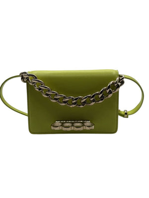 Alexander McQueen Women’s Lichen Green Leather Knuckle Mini Shoulder Bag
