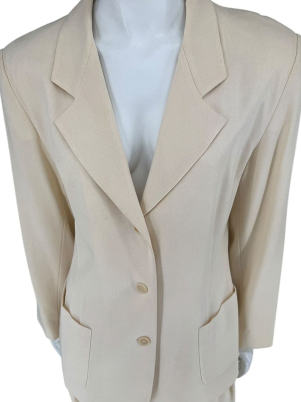 Ron Leal Cream Wool Pantsuit – Size 12