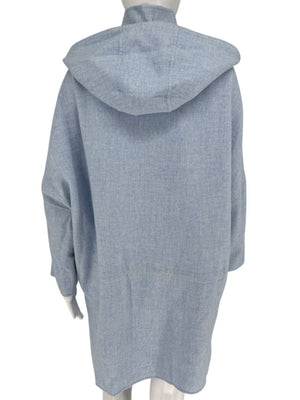 Agnona Light Blue Hooded Wool-Cashmere Coat - Size S