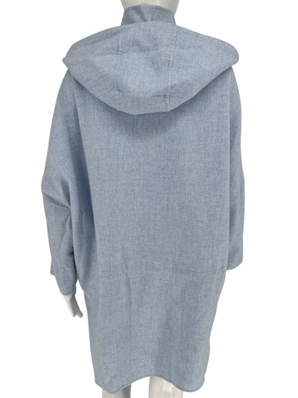 Agnona Light Blue Hooded Wool-Cashmere Coat - Size S