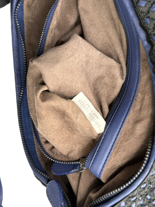 Bottega Veneta  Nappa Silk Mini Ponza Devore Fuzzy Maxi Hobo Indigo