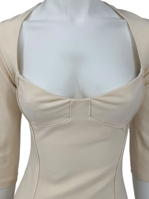 Pamella Roland Cream Bodycon Cut-Out Back Dress - Size 4
