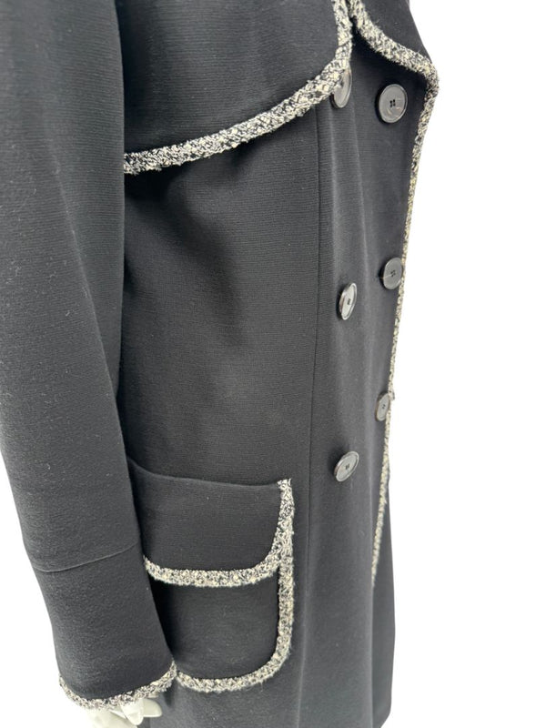 Lida Baday Black Wool Long Coat with Metallic Braid Trim – Size 12