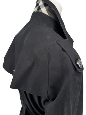 Burberry London Black Cotton Trench Coat with Dégradé Studded Details – Size USA 14 / IT 48