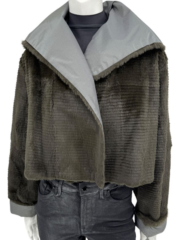 Peter Cohen Olive Brown Textured Fur Jacket – Size L