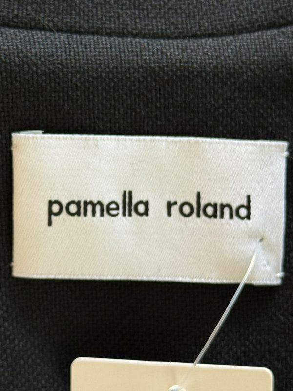 Pamella Roland Black Double-Breasted Grommet Detail Coat – Large