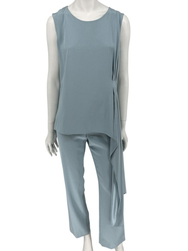 Pamella Roland Blue Draped Tunic & Pants Set Women’s Evening Formal 2 Piece – Size L