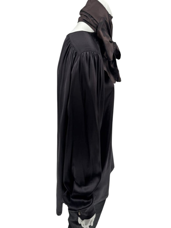 Etro Black Silk Bow-Neck Blouse – Size IT 46 (US 10)