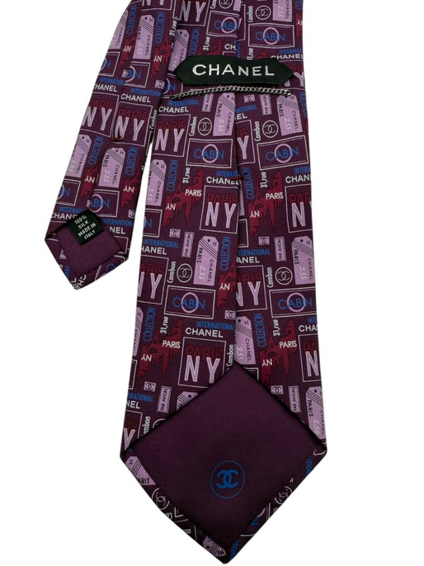 CHANEL International Travel Motif Silk Necktie – Excellent Pre-Owned Condition