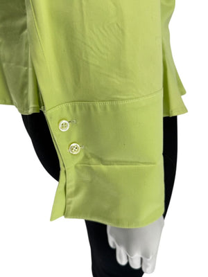 Escada Lime Green Cotton Blend Tailored Blouse – Size 42