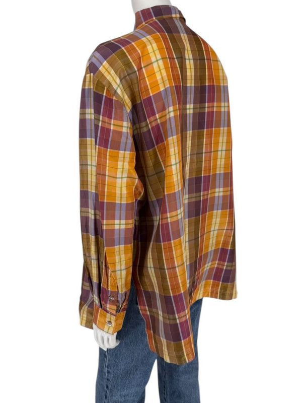 Linda Allard for Ellen Tracy 100% Silk Plaid Button-Up Shirt – Size 14