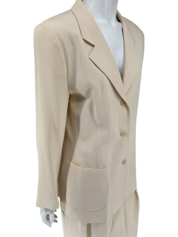 Ron Leal Cream Wool Pantsuit – Size 12