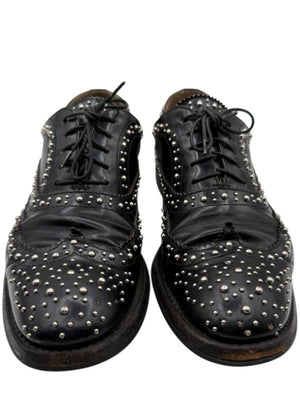 Church’s Black Studded Leather Brogue Oxford Shoes – Mens Size 40