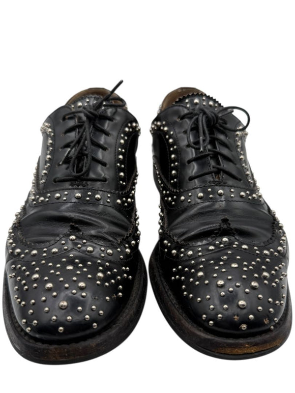 Church’s Black Studded Leather Brogue Oxford Shoes – Mens Size 40
