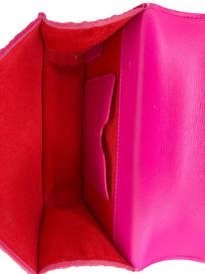 Alexander McQueen Women’s Fuchsia Pink Leather Knuckle Clutch Shoulder Bag