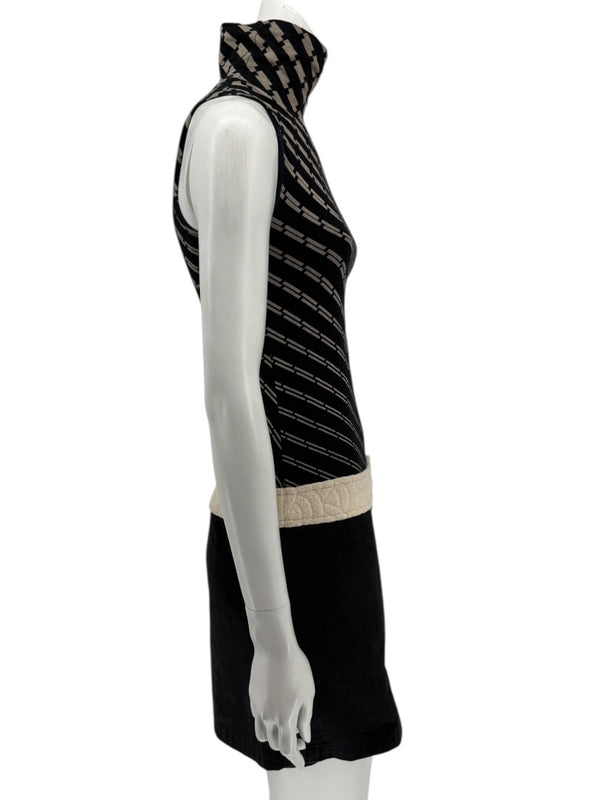 Custo Barcelona Sleeveless High-Neck Mixed-Media Mini Dress – Size 2