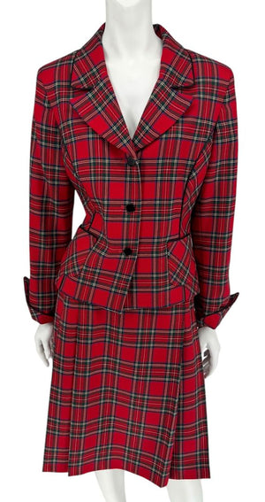 Pendleton Red Tartan Wool Skirt Suit – Size 10