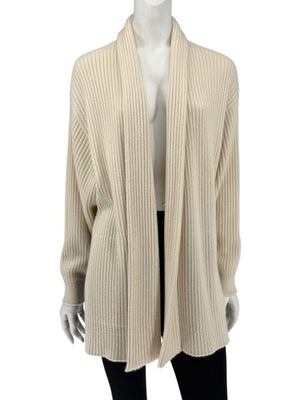 Loro Piana Beige Baby Cashmere Ribbed Open Cardigan – Size S