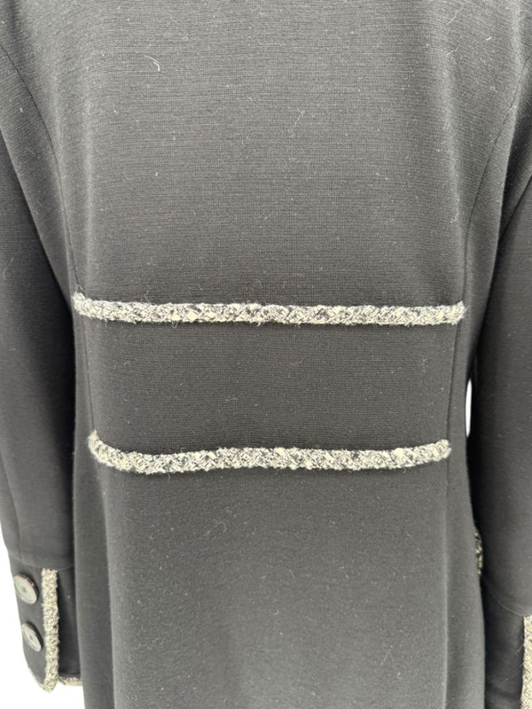Lida Baday Black Wool Long Coat with Metallic Braid Trim – Size 12