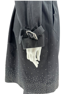 Burberry London Black Cotton Trench Coat with Dégradé Studded Details – Size USA 14 / IT 48