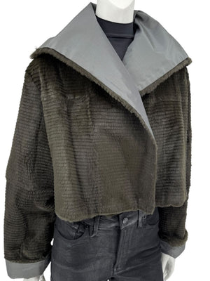 Peter Cohen Olive Brown Textured Fur Jacket – Size L