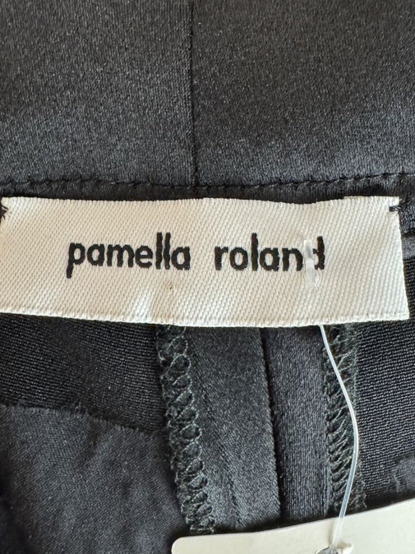 Pamella Roland Black Satin Tapered Pants – Large
