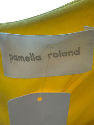 Pamella Roland Yellow Draped Overlay Jumpsuit – Large
