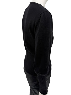 Rubin Chapelle Black Merino Wool Deep V-Neck Sweater – Large Made in Italy