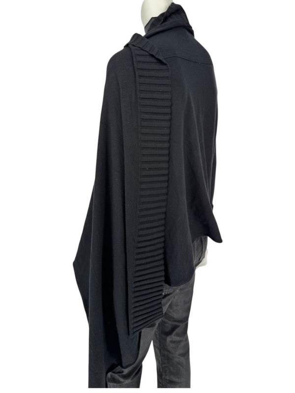 Armani Collezioni Black Asymmetric Rib-Trim Wrap Sweater – Size 12