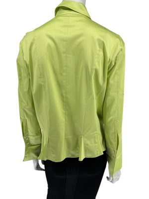 Escada Lime Green Cotton Blend Tailored Blouse – Size 42