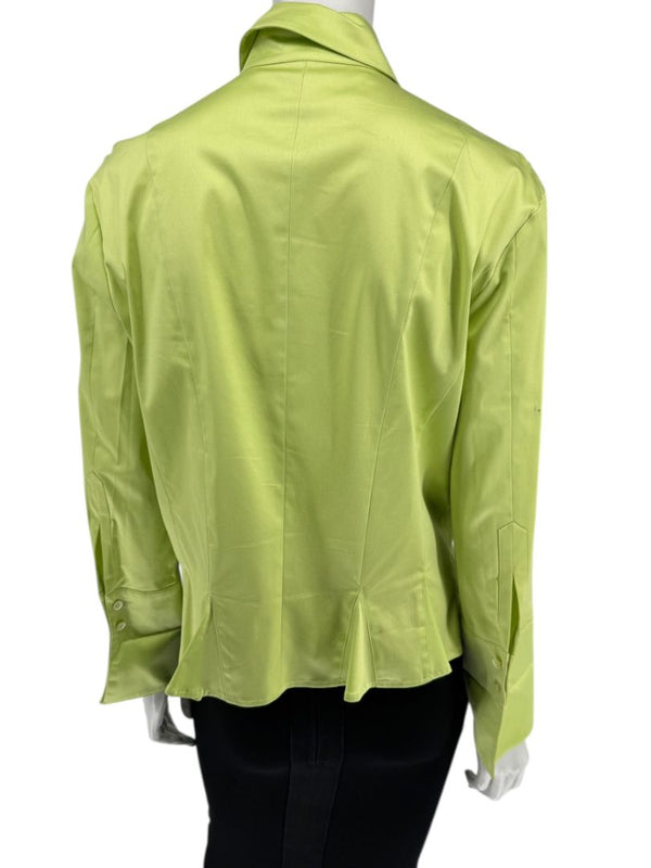 Escada Lime Green Cotton Blend Tailored Blouse – Size 42