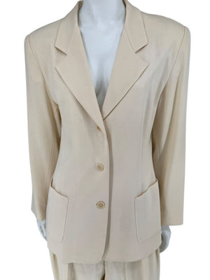 Ron Leal Cream Wool Pantsuit – Size 12