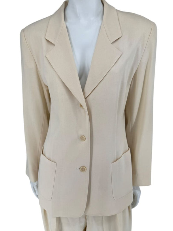 Ron Leal Cream Wool Pantsuit – Size 12