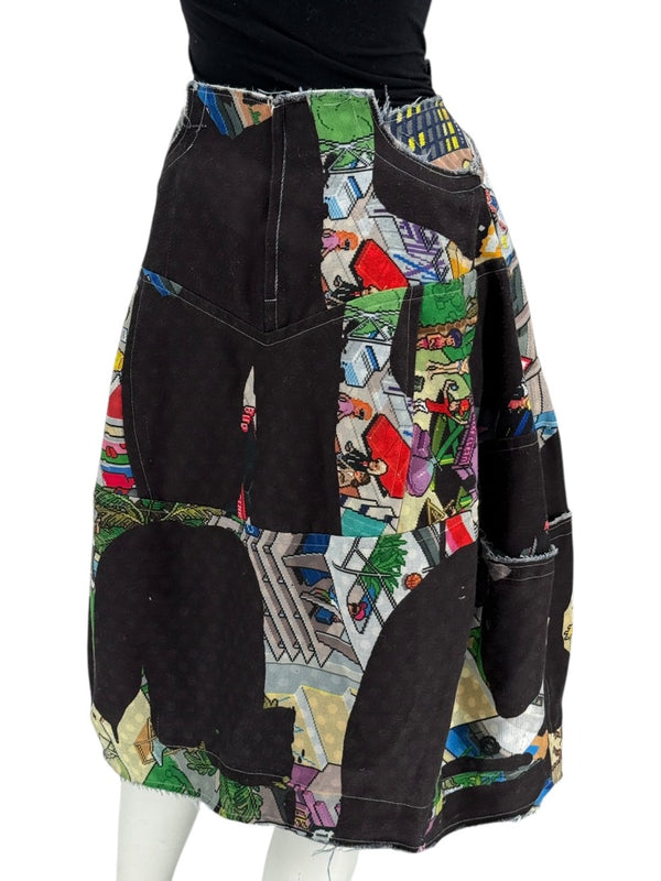 Comme des Garçons Printed Patchwork Skirt – Size XS - Made In Japan