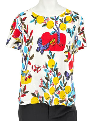 St. John Sport by Marie Gray Fruit & Butterfly Print T-Shirt &amp; Denim-Style Jacket Set – Size XL