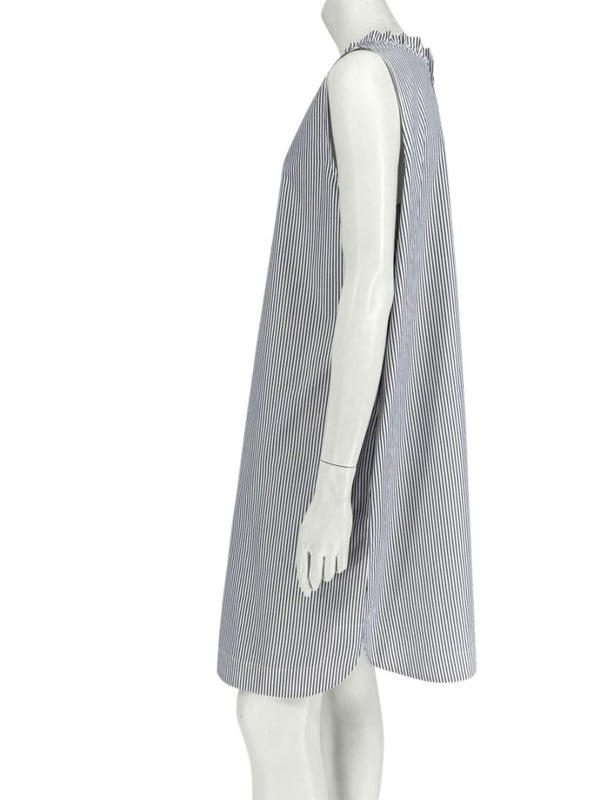 Lafayette 148 New York Navy & White Striped Sleeveless Shift Dress with Pockets – Size XL