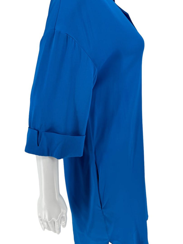 Piazza Sempione Cobalt Blue Collared Tunic Dress – Size IT 38 (Fits Like US 2-4)