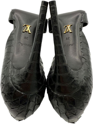 Louis Vuitton Black Patent & Exotic Embossed Leather D’Orsay Pumps – Size 39
