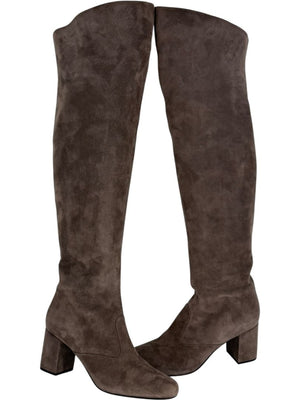 Saint Laurent Taupe Suede Over-the-Knee Boots – Size 39.5