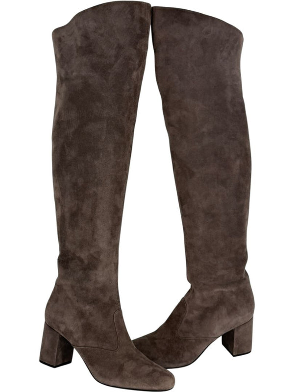 Saint Laurent Taupe Suede Over-the-Knee Boots – Size 39.5
