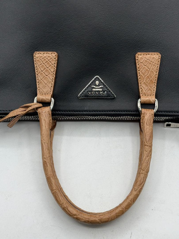 Prada Galleria Double Zip Tote in Nero & Sughero