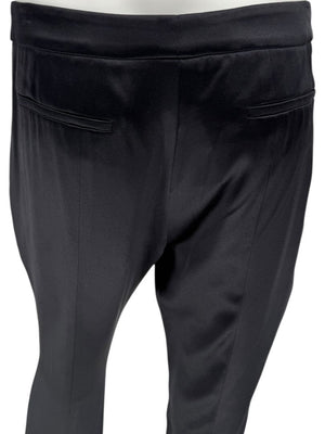 Pamella Roland Black Satin Tapered Pants – Large