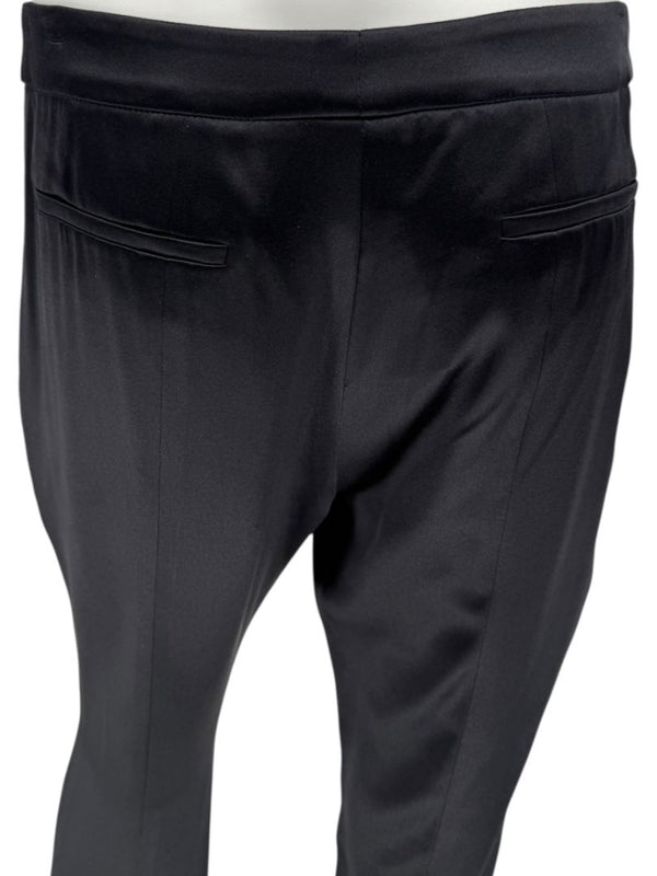 Pamella Roland Black Satin Tapered Pants – Large