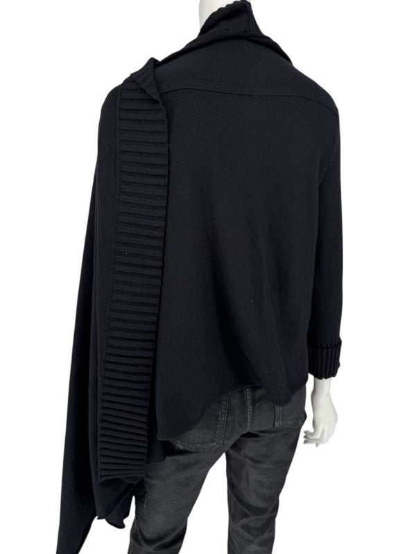 Armani Collezioni Black Asymmetric Rib-Trim Wrap Sweater – Size 12