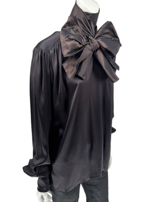 Etro Black Silk Bow-Neck Blouse – Size IT 46 (US 10)