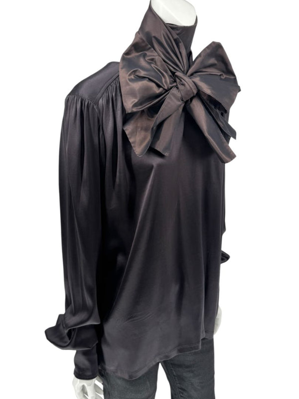 Etro Black Silk Bow-Neck Blouse – Size IT 46 (US 10)