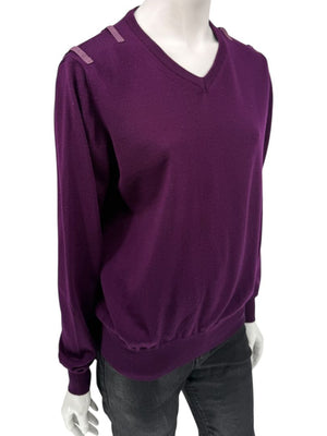 Burberry London Plum Merino Wool Sweater – Size S Mens