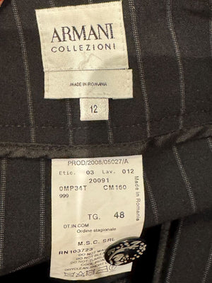 Armani Collezioni Charcoal Pinstripe 3-Piece Suit – Size 12