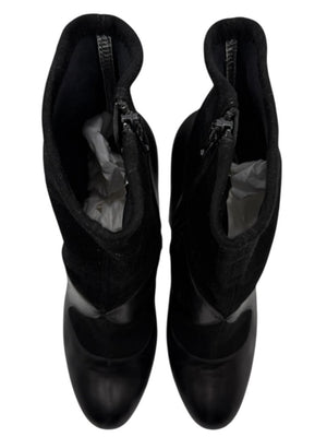 Miu Miu Women’s Black Leather & Suede Ankle Boots – Size 37